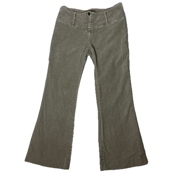 Vintage Khaki Corduroy Bell Bottom Pants Womens M Wide Leg Mid Rise 70s France - Picture 1 of 8